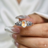 [Full Flashes]🔥 ✨ MYSTIC GLOW | Natural Rainbow Moonstone S925 Adjustable Ring