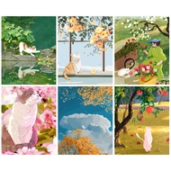 RUOPOTY 60x75cm/50x65cm/40x50cm Frame Paint By Numbers For Adult flower And Cats DIY Oil Painting By