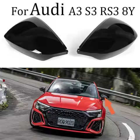 2pcs For Audi A3 S3 RS3 8Y 2021-2024 Car Rearview Mirror Covers Cap Shell Housing door side wing mir