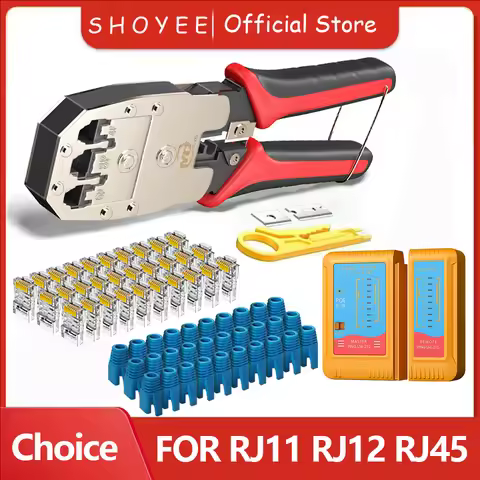 RJ45 Crimper RJ11 RJ45 Crimping Tool Ethernet Network LAN Cable Crimper Cutter Stripper Plier for 6P