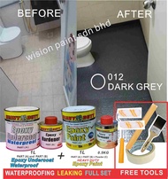 012 FULL SET Epoxy Floor Coating HEAVY DUTY ( FREE Tool Set + 1L UNDERCOAT EPOXY WATERPROOF + 1L EPOXY PAINT )