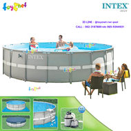 Intex ส่งฟรี ชุดสระอัลทร้าเฟรม 16 ฟุต (4.88x1.22 ม.) เครื่องกรองระบบทราย-บันได-ผ้าปูพื้น-ผ้าคลุมสระ รุ่น 28324