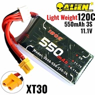 Alienmodel 3S 11.1V 550mAh 120C Lipo Battery with XT30 Plug AL550/120-3S