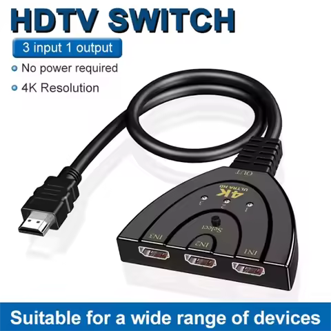 4K HDTV Splitter 3 In 1 Out 3 Port HD Switcher Selector HD Cable Supports Full HD 4K 1080P 3D Player