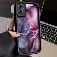 HITAM Hp Case Samsung Galaxy A05 A05s Case Soft New Phone Case Black Flower Pattern HP Silicone Protective Case Softcase