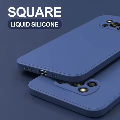 For Poco X3 Pro Pocox3 Case Square Liquid Silicone Soft Camera Protection Cover For Xiaomi Poco X3 X