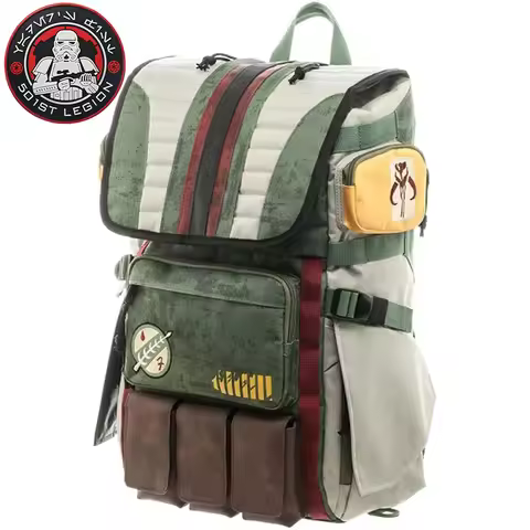Stars Wars Boba Fett Mandalorian Backpack Large Capacity Laptop Men Backpack Vintage Travel Bags Ani