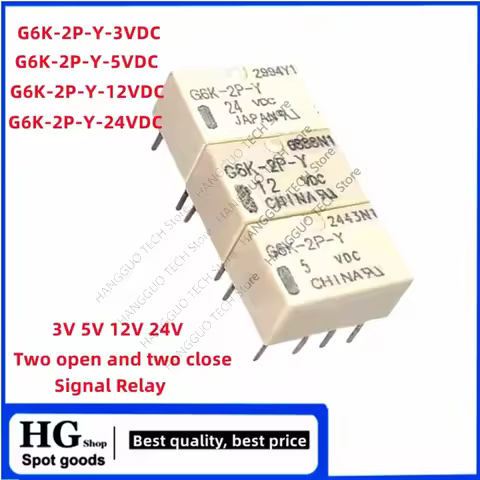 5PCS/Lot G6K-2P-Y-3VDC G6K-2P-Y-5VDC G6K-2P-Y-12VDC G6K-2P-Y-24VDC DIP-8 3V 5V 12V 24V Two open and 