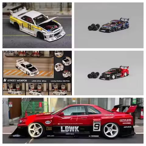 SW / CM Model 1:64 LBWK ER34 GT35RR Advan Chrome Diecast Model Car