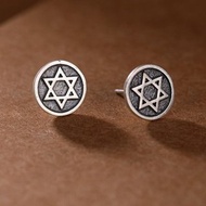 Stars Hexagram 女士耳環泰國銀 10 毫米迷你耳釘純色