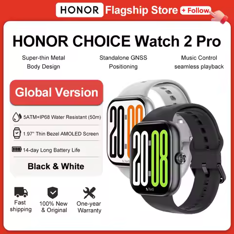 Global Version HONOR CHOICE Watch 2 Pro 1.97'' AMOLED Bluetooth Call GNSS 5ATM Waterproof Health Mon