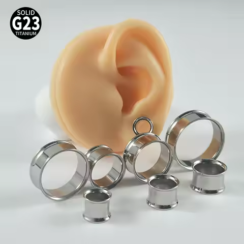 1Pair G23 Titanium Ear Gauges Without Thread Ear Tunnel Plug Ear Lobe Stretching Expander Plugs Pier