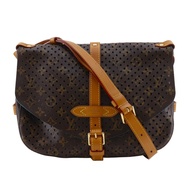 LOUIS VUITTONSaumur PM 單肩包 M93998 Monogram Perfo Turquoise 2011 棕色 TJ4181 斜挎/單肩包，A5 尺寸，皮帶扣，女士 [二手]