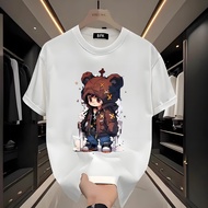 "Don't Eat the Bear" Cartoon Graphic T-shirt, 100% Cotton, Loose Plus-size Fit, Unisex Design, Suita