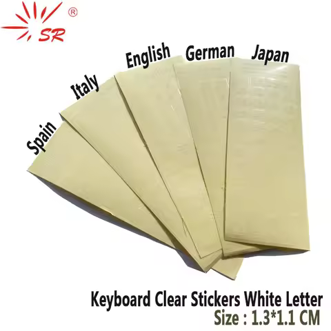 SR Clear Smooth Keyboard Stickers Letter 6 Language Russian German Spain Italy English Japan for Com