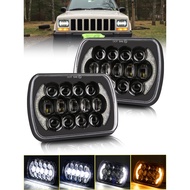 5"x7" LED Headlights Sealed Beam H6054 7"x6" LED Headlights Amber/White DRL Turn Signal Rectangular 