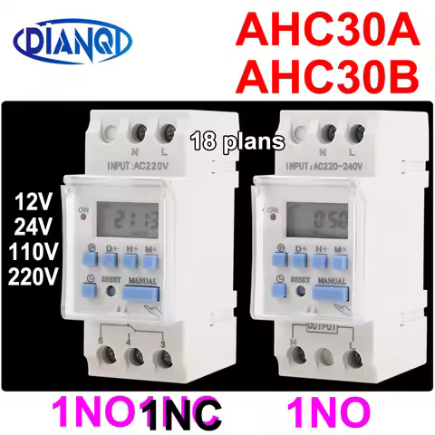 AHC30A New Type 30A Din Rail 2 wire Weekly 7 Days Programmable Digital TIME SWITCH Relay Timer Contr