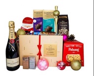 Amaris Hamper - 聖誕禮物籃 D: 意大利聖誕蛋糕 + 法國Moët &amp; Chandon香檳 + Godiva 朱古力 (市區免費派送)