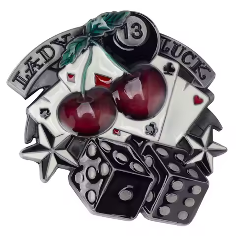 Gambling Dice Belt Buckle 13 Point Lady Luck Woman Belt Buckle