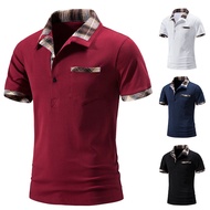 Wine Red Large plus Size Short-Sleeved T-shirt Lapel Polo Shirt for Men Slim Looking Leisure Pullover Color Effect Collar
