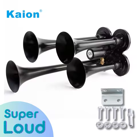 KAION 4 Trumpet Air Horn Powerful Loud Universal 12V / 24V 150DB for Train Car Truck Lorry Boat SUV 