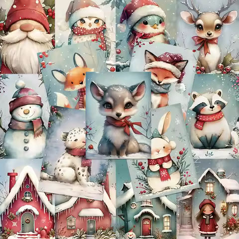 50pcs Fantasy Snowfield Stickers Cartoon Santa Claus Animals Decal DIY Handbook Diary Guitar Fridge