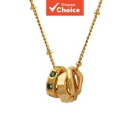 L123 Women's Zirconia Inlay Stainless Steel Pendant Necklace Three for Ring Clasp