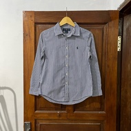 KEMEJA [XS-S Man/ SM Woman] POLO Ralph Lauren Cotton Shirt Long Sleeve I White to Blue I Vintage Vtg