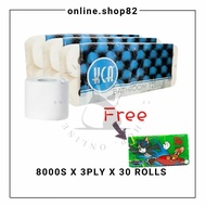 ♂Ready Stock] KCA toilet paper bathroom tissue 30 rolls (8000s x 3plygarbage can