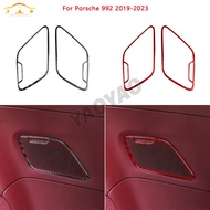 Carbon Fiber Car Door Speaker Horn Frame Trim Stickers For Porsche 992 2019-2023 Interior Accessorie