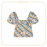 KLOSET Puffed Sleeve Printed Top (SS20-T009) เสื้อแขนตุ๊กตา ผ้าพิมพ์ลาย