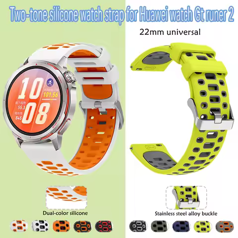 22MM Official Two Tone Silicone Watch Strap for Huawei GT Runner 2 Gt6/Gt5 46mm Outdoor Sports Watch