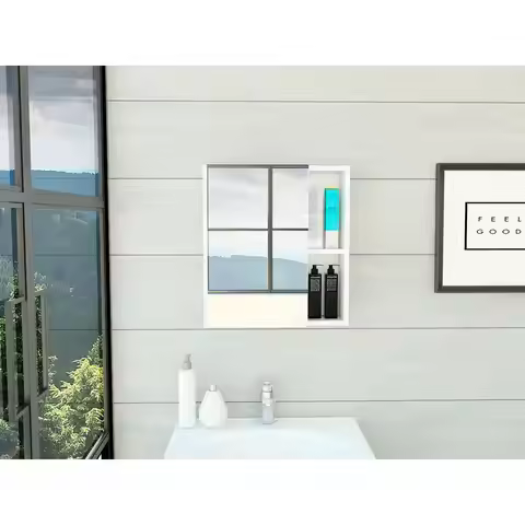 Labelle Medicine Cabinet With Mirror, Five Internal Shelves, Single Door White