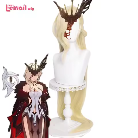 L-email wig Genshin Impact La Signora Cosplay Wig Game NPC Cosplay 120cm Long Blonde Straight Wigs S