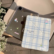 [Good Luck] Plaid Puppy Ice Cream Apple Tablet Protective Case iPad pro Simple mini7 with Pen Slot a