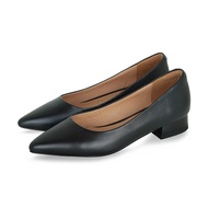 Pierre Cardin รองเท้าผู้หญิง รองเท้าส้นแบน รองเท้าหนังหุ้มส้น นุ่มสบาย ผลิตจากหนังแท้ สีดำ รุ่น 52AD148