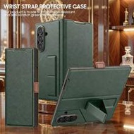 1pc Hadaasi Green Magnetic PU Leather Case With Stand, Screen Glass Film, Wallet Card Slots, Foldabl