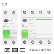 RCD RCCB Type B เครื่องตัดกระแสไฟฟ้ารั่วของสายดิน EVSE 2P 4P AC 40A 63A 30mA 100mA 300mA 10KA ราง DI