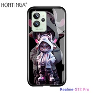 เคส Hontinga สำหรับ Realme GT 2 Pro Master Neo 2 3 3T 5G Narzo 20 Pro 30A 50 Pro 50A นายก50i 60 Q5 Pro 5G U1 X X2 Pro X50โปรเคสเอ็กซ์ที X7การ์ตูนน่ารักเคสแข็งกรอบหลังกระจกนิรภัยสำหรับเคสโทรศัพท์ตัวละครอนิเมะแฟชั่น