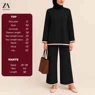 Hawana Top With Pants Knitwear Blouse Set Muslimah Pant Airport Outfit Loose Straight Cut Stretchabl