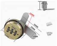 家具密碼轉舌鎖（雙門-古銅色（鎖體長25mm））（開孔直徑19mm）（適合抽屜厚度10-18mm）#