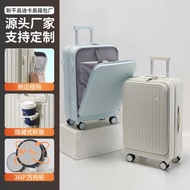 Front Opening Luggage Front Opening Trolley Case Charging Luggage Water Cup Holder Suitcase