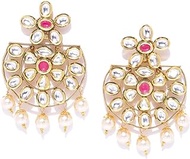 Kainaat Chandbalis Kundan Stone Exquisite Earrings, Jewellery for Women &amp; Girls - (Red Color)