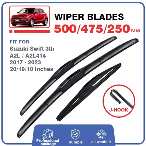 Front Rear Wiper Blades Set Kit For Suzuki Swift 3rd A2L 2017-2022 Hatchback Windscreen Windshield W