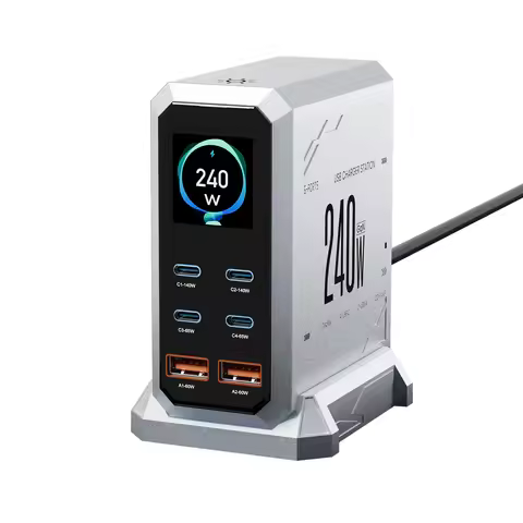 240W GaN Charger PD3.1 140W USB Type C 6 Ports PPS PD Desktop Fast Charging Station for MacBook Lapt