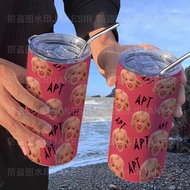 Park Chae Young APT New Song Thermos Cup With Straw Handy Coffee ins High-Value Portable Stainless S