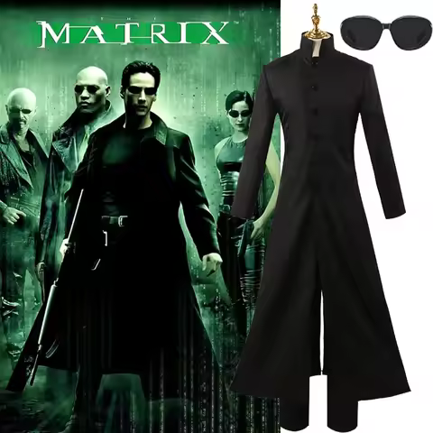 The Matrix Neo Cosplay Costume pour hommes et femmes, film Neo Tralike, manteau noir, uniforme, adul