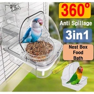 3 in 1 Bird Bath House | Bird Nest | Bird Feeder House | Anti Jailbreak | Spacious for 2 Bird