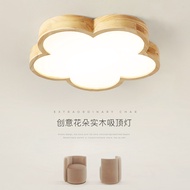 Log Style LED Ceiling Lamp Master Bedroom Room Restaurant Study Solid Wood Simple Modern Atmospheric Lamps