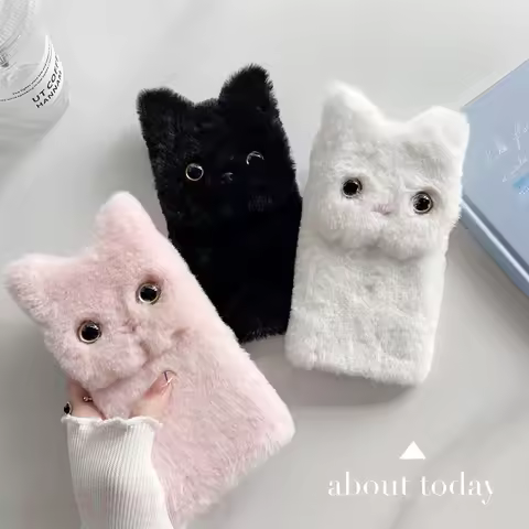 Cute Cat Ears Phone Case For Honor X8A X5 4G X9A 5G Magic 5 4 Lite X9 4G 90 Pro Nova Y61 Plush Back 